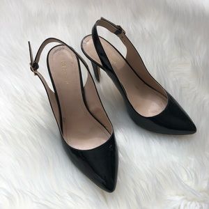 BCBGeneration Black Leather Slingback Heels